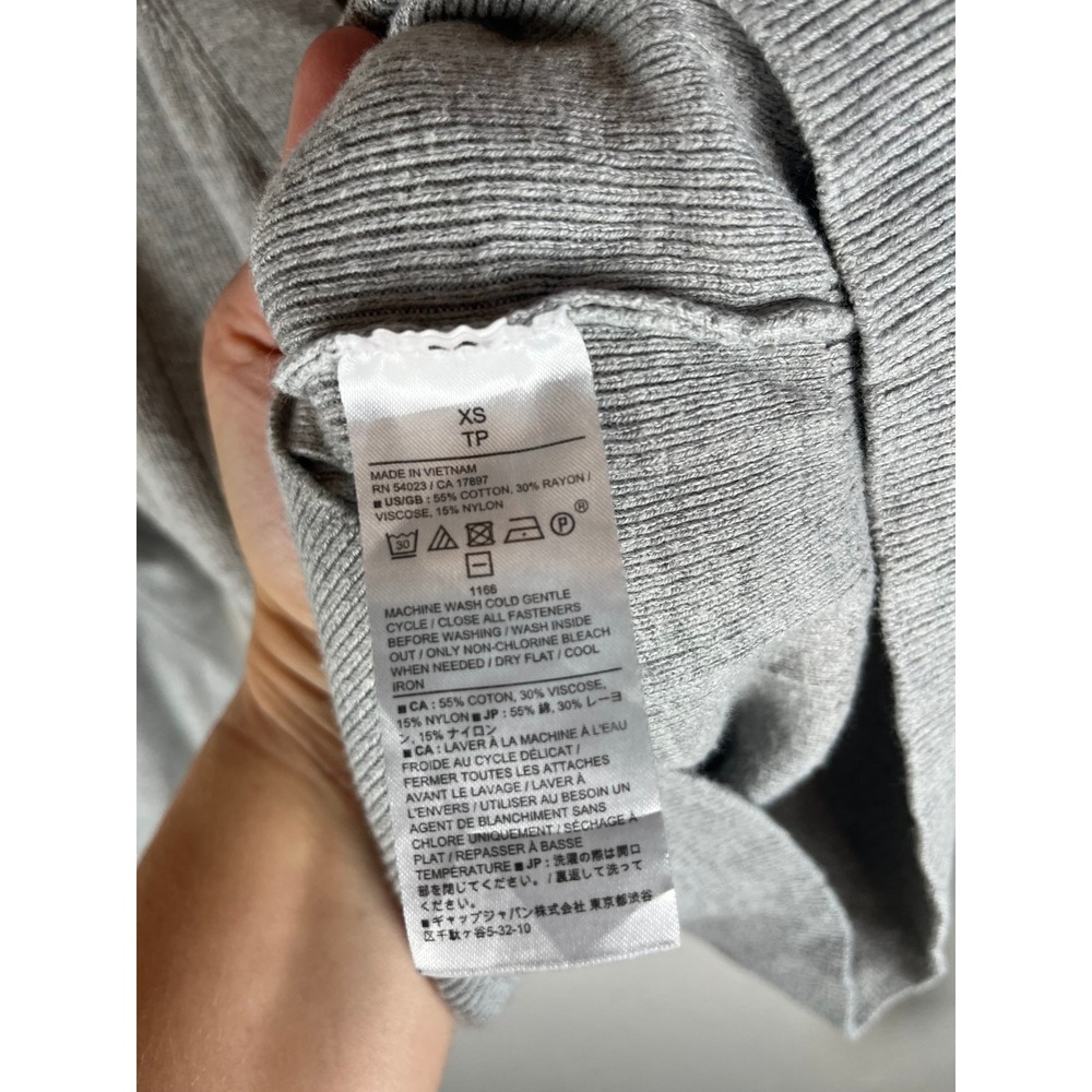 Banana Republic Ribbed V-Neck Cardigan Sweater Button Up Gray Extra Small - Picture 6 of 7